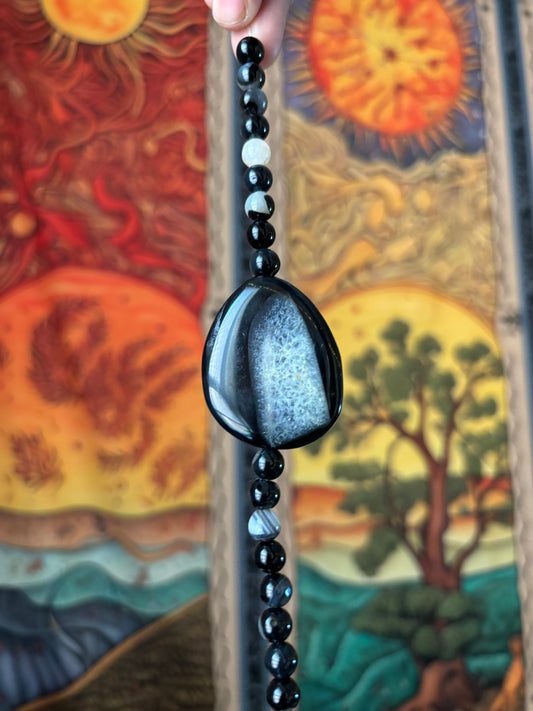 Black Agate Crystal beaded bracelet