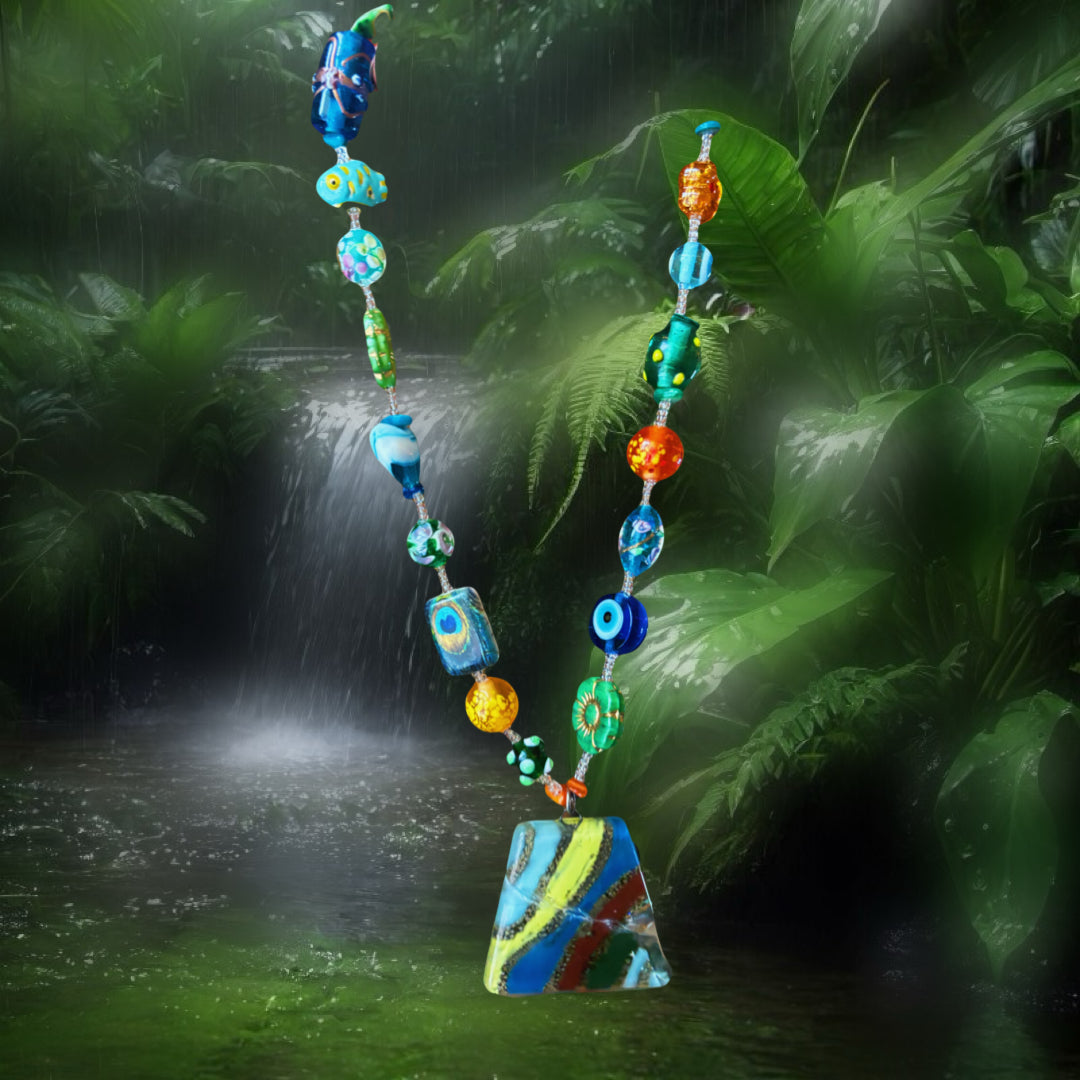 Amazonian glass necklace