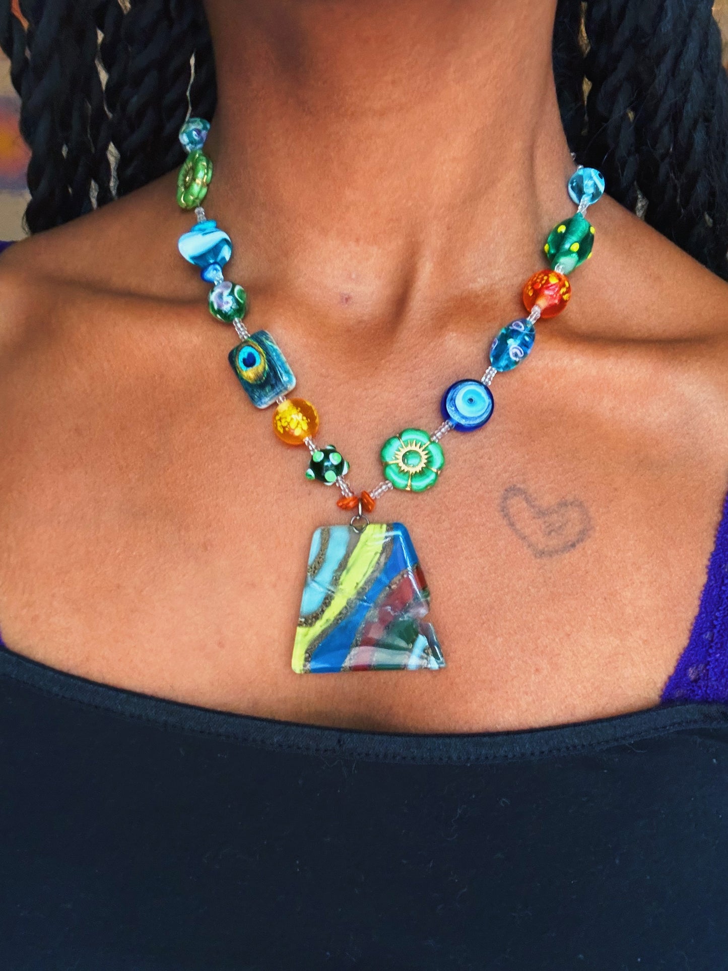 Amazonian glass necklace