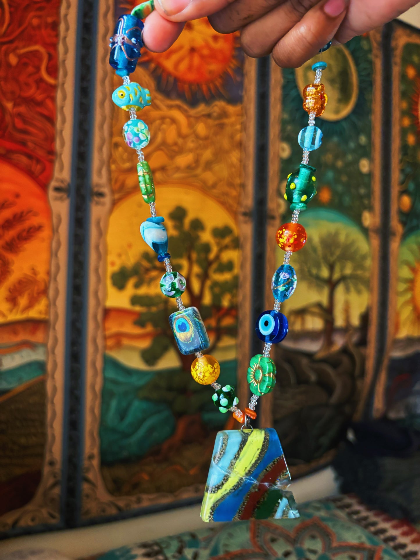 Amazonian glass necklace