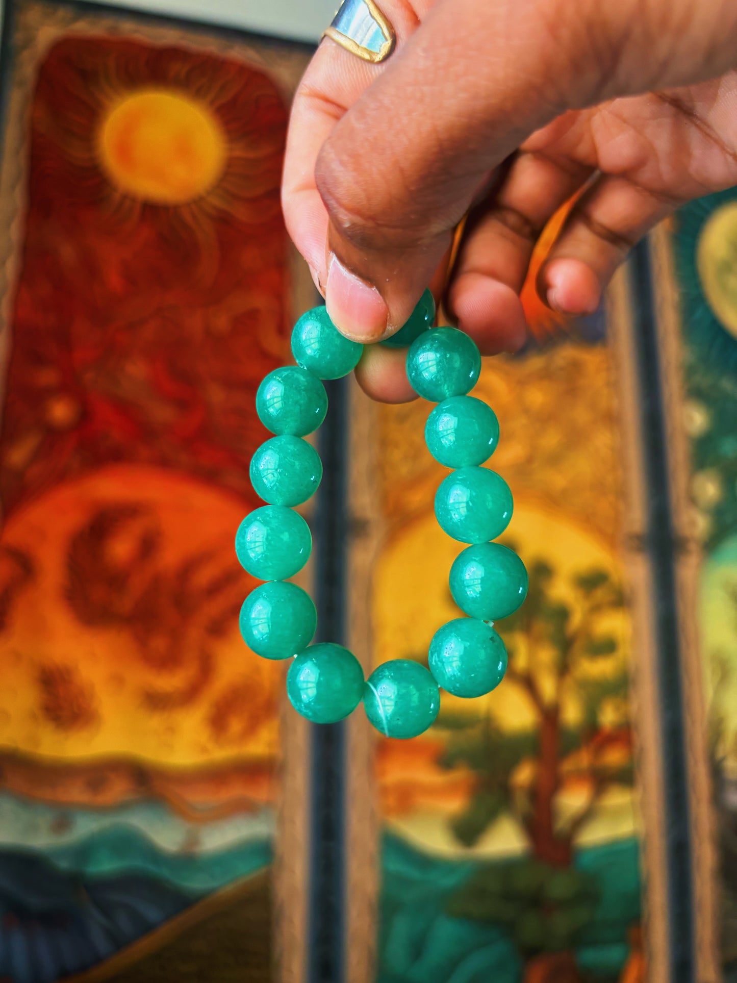 Green Agate Crystal Beaded Bracelet