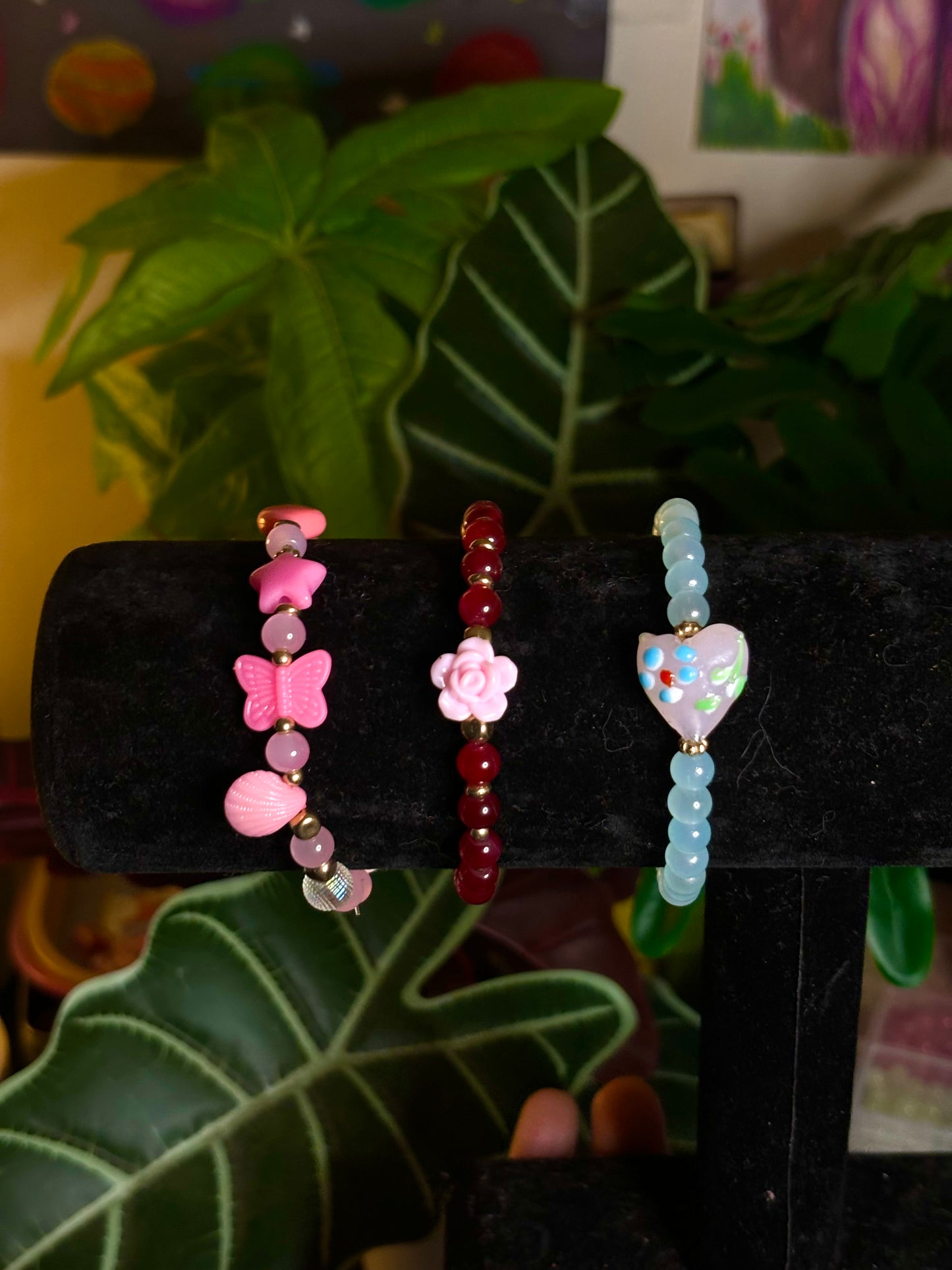 Three Mini Crystal beaded bracelets